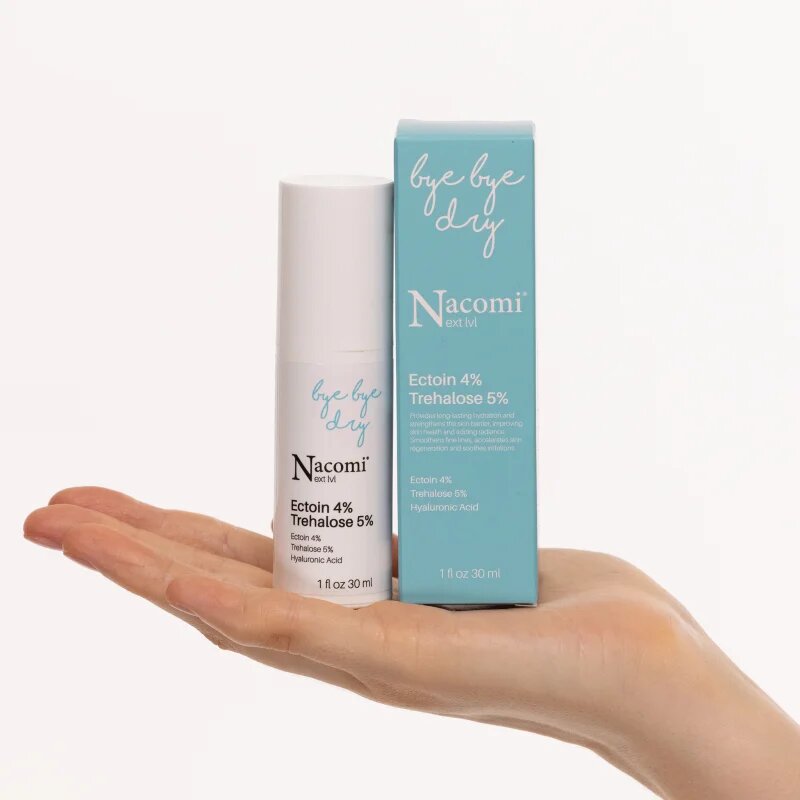 Nacomi Next Level Bye Bye Dry vlažilni serum za suho kožo Ectoin 4% Trehalose 5% 30 ml