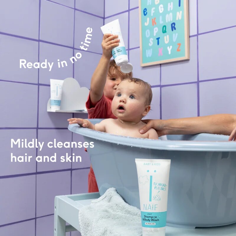 Naif Baby & Kids 2-in-1 otroški gel za umivanje in šampon brez dodanih dišav 200 ml