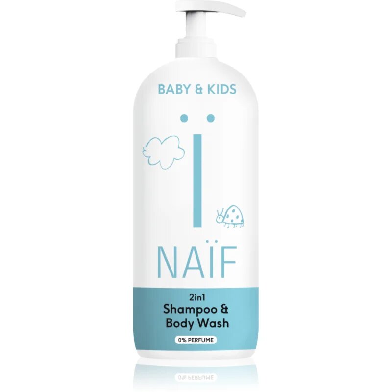 Naif Baby & Kids 2-in-1 otroški gel za umivanje in šampon brez dodanih dišav 500 ml