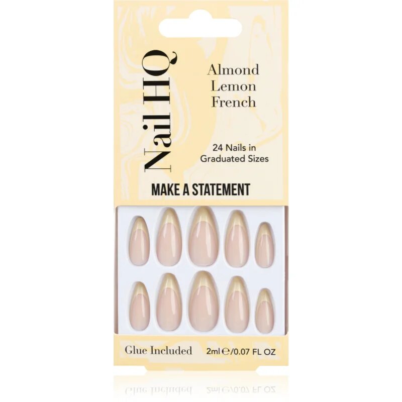 Nail HQ Almond Lemon French umetni nohti z lepilom 24 kos