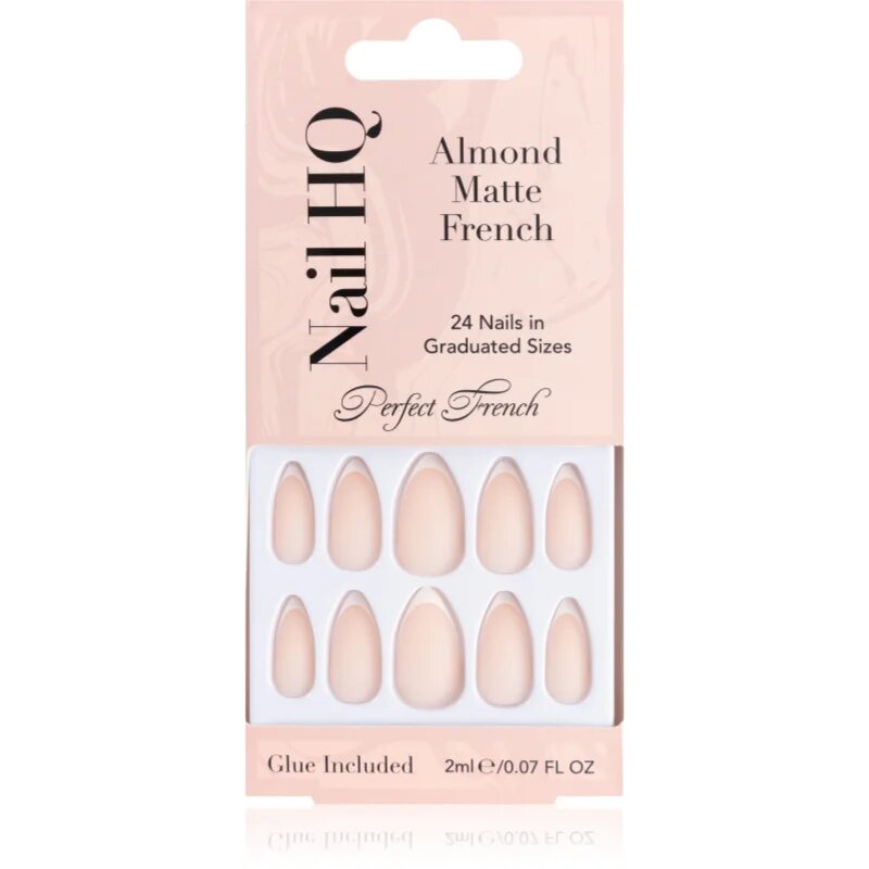 Nail HQ Almond Matte French umetni nohti z lepilom 24 kos
