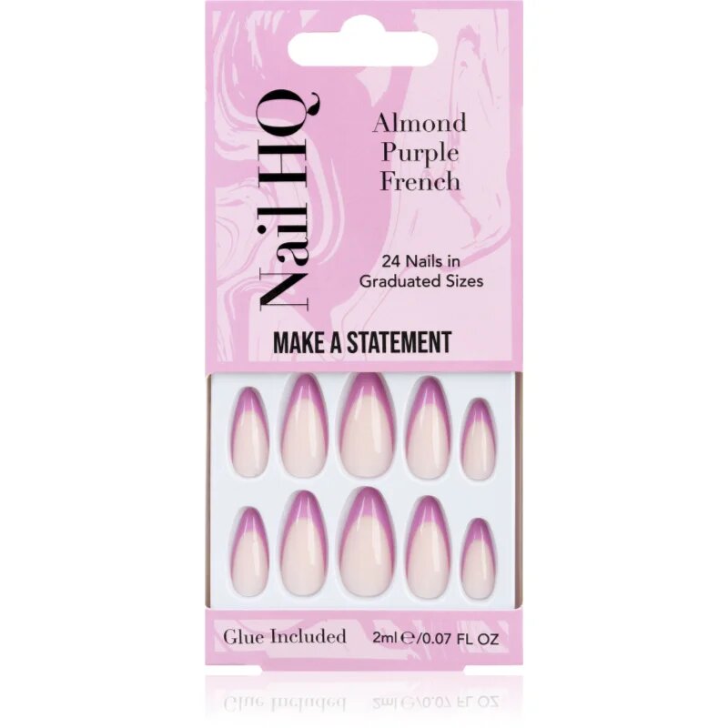 Nail HQ Almond Purple French umetni nohti z lepilom 24 kos