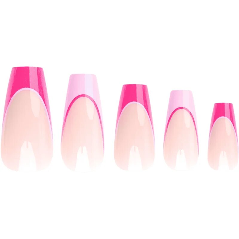 Nail HQ Coffin Pink Contrast French umetni nohti z lepilom 24 kos