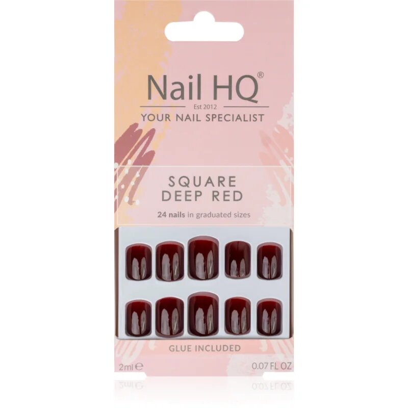Nail HQ Square umetni nohti Deep Red 24 kos