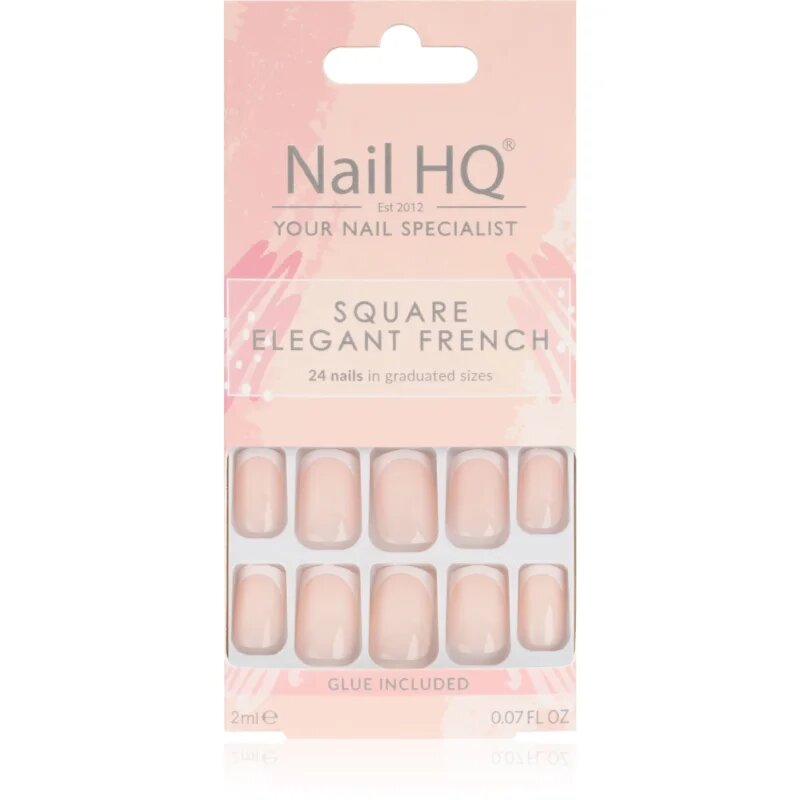 Nail HQ Square umetni nohti Elegant French 24 kos