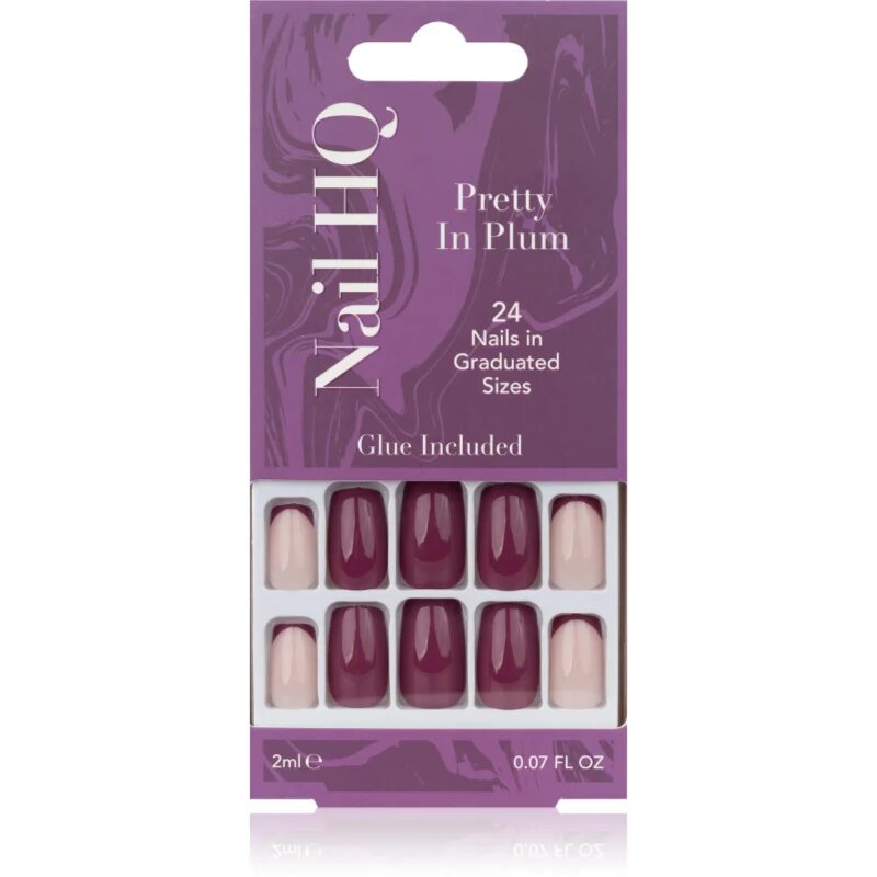 Nail HQ Square umetni nohti Pretty In Plum 24 kos