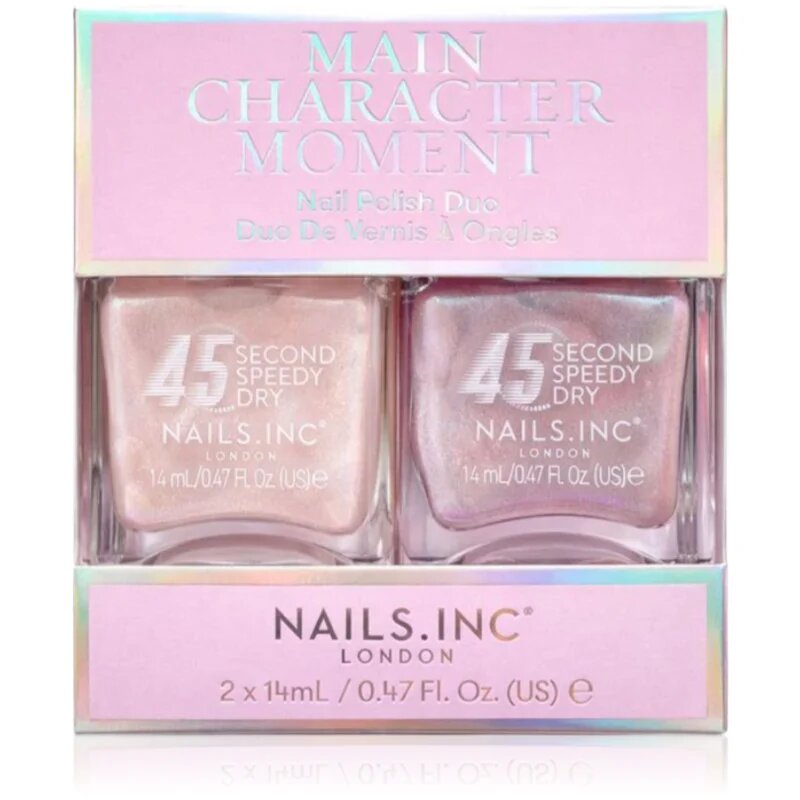Nails Inc. 45 Second Speedy Gloss lak za nohte DUO paket odtenek Main Character Moment 2x14 ml