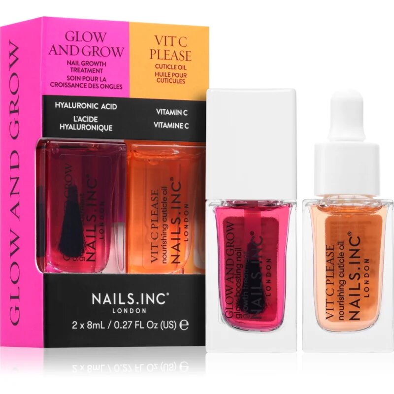Nails Inc. Glow and Grow & Vit C Please set lakov za nohte s hranilnim učinkom