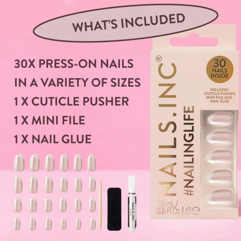 Nails Inc. #NailingLife Press-On Nails umetni nohti odtenek All Out Olivia Glaze 33 kos