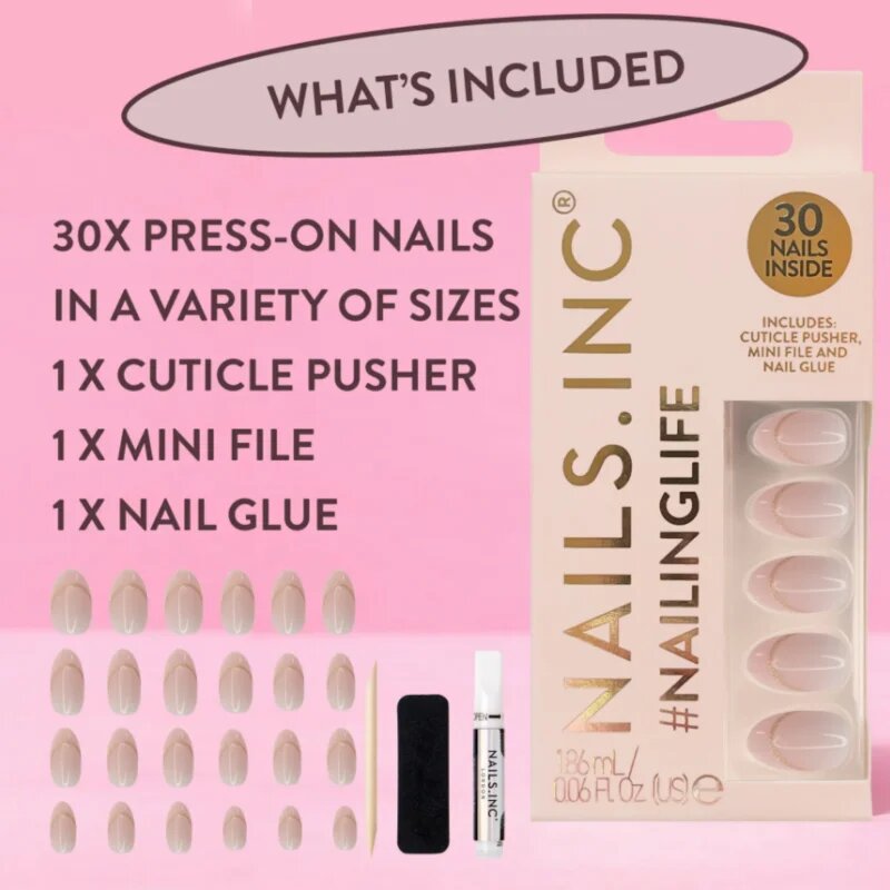 Nails Inc. #NailingLife Press-On Nails umetni nohti odtenek Style It Like Sabrina Gold French Tip 33 kos