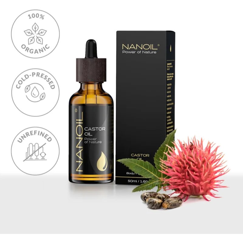 Nanoil Castor Oil ricinusovo olje za obraz telo in lase 50 ml