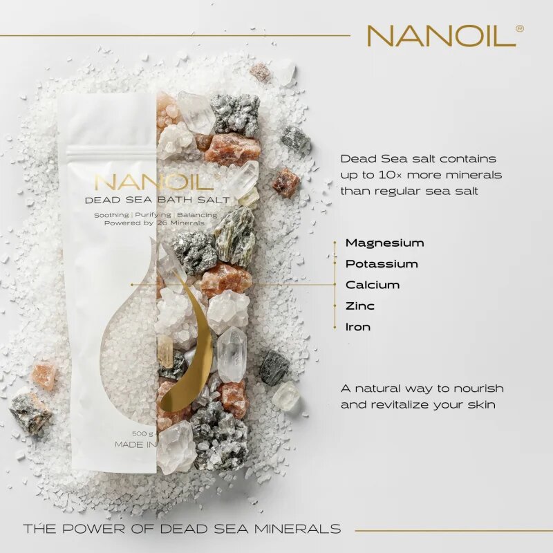 Nanoil Dead sea Bath salt sol za kopel z minerali Mrtvega morja 500 g
