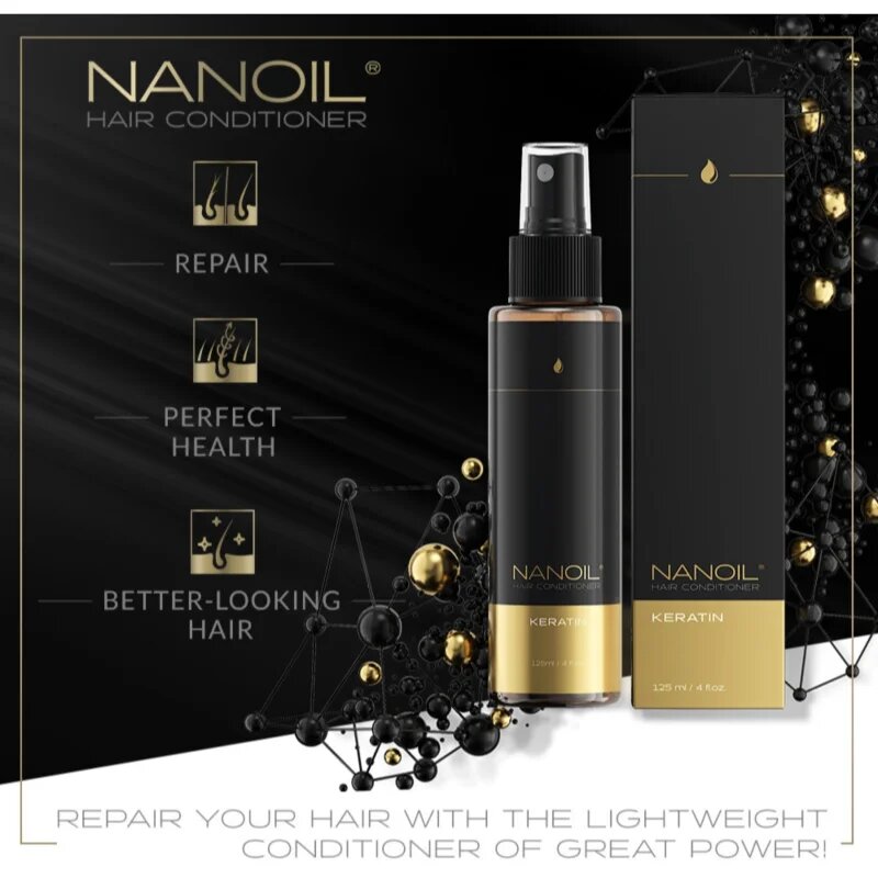 Nanoil Keratin regeneracijski balzam brez spiranja s keratinom 125 ml