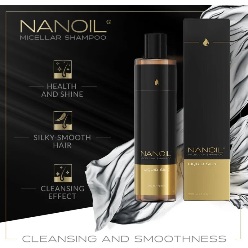 Nanoil Liquid Silk micelarni šampon za sijaj in mehkobo las 300 ml