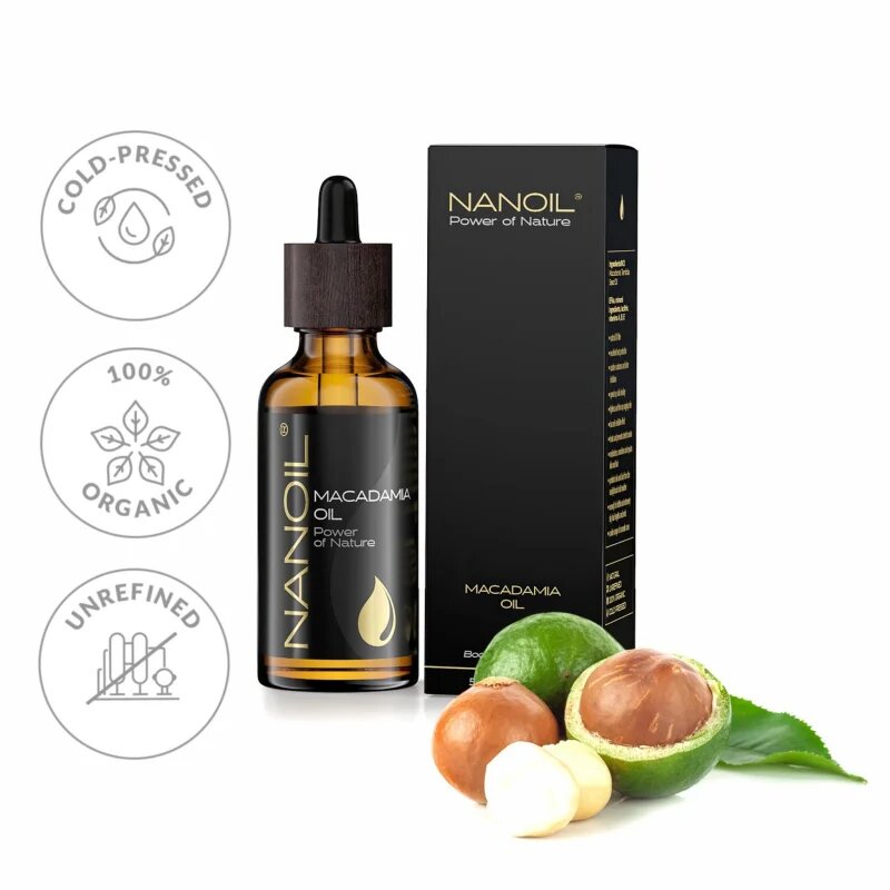 Nanoil Macadamia Oil makadamijevo olje za obraz telo in lase 50 ml