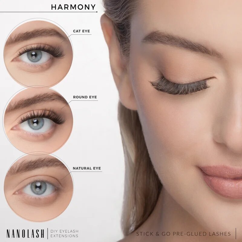 Nanolash DIY Eyelash Extensions set za podaljševanje trepalnic doma Harmony 36 kos