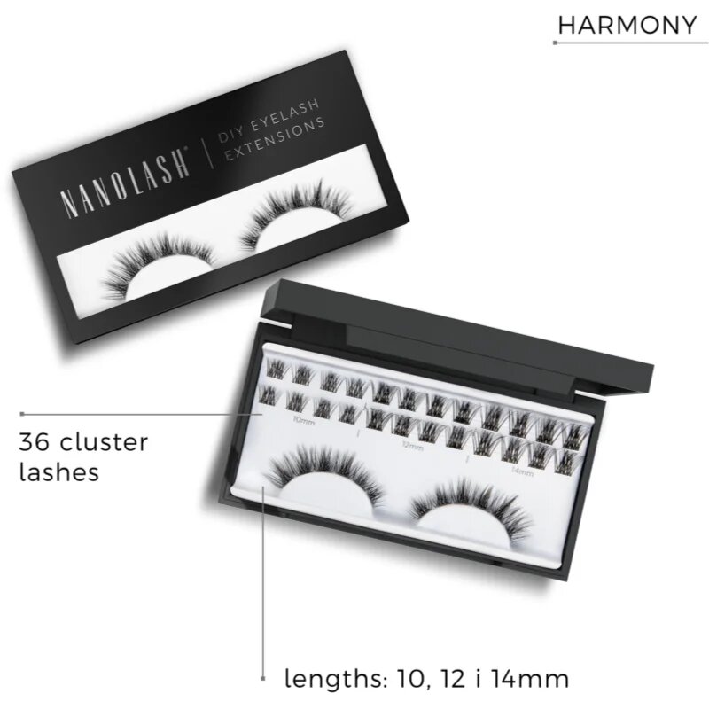 Nanolash DIY Eyelash Extensions šopaste lepilne trepalnice brez vozlička Harmony 36 kos