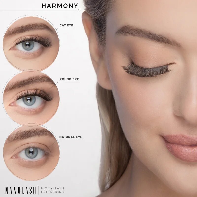 Nanolash DIY Eyelash Extensions šopaste lepilne trepalnice brez vozlička Harmony 36 kos