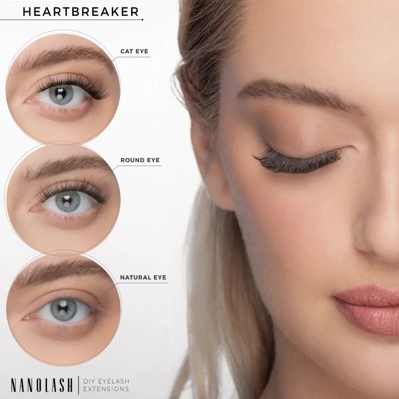 Nanolash DIY Eyelash Extensions šopaste lepilne trepalnice brez vozlička Heartbreaker 36 kos