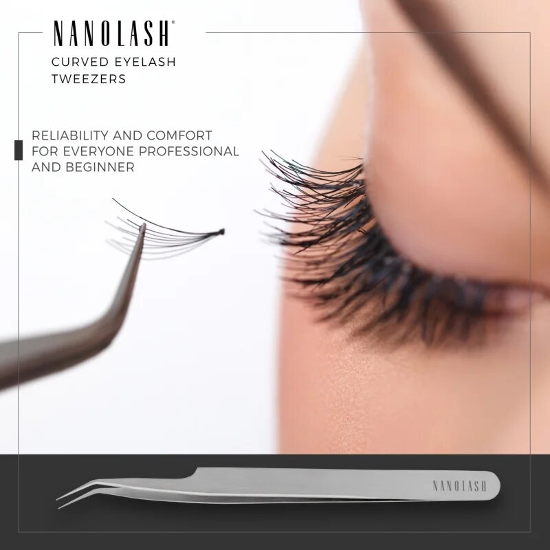 Nanolash Eyelash Tweezers Curved pripomoček za nanos umetnih trepalnic 1 kos