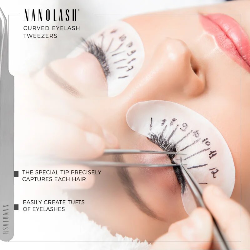 Nanolash Eyelash Tweezers Curved pripomoček za nanos umetnih trepalnic 1 kos