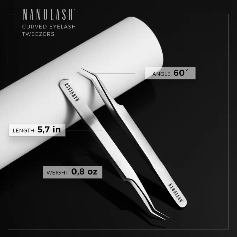 Nanolash Eyelash Tweezers Curved pripomoček za nanos umetnih trepalnic 1 kos