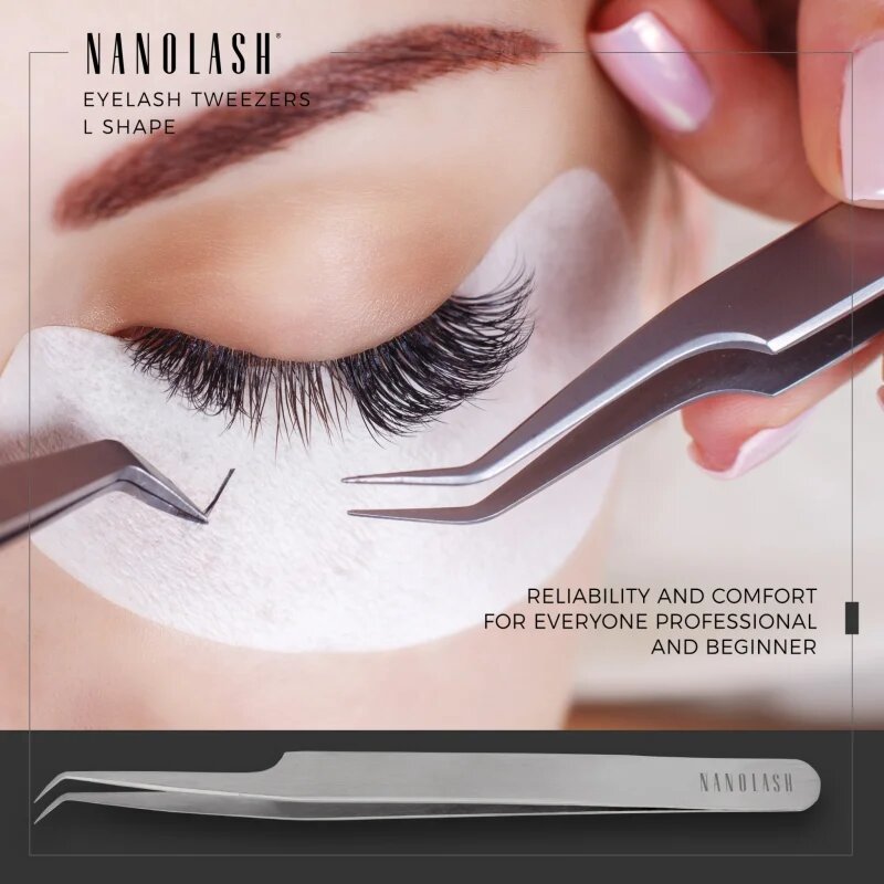 Nanolash Eyelash Tweezers L Shape pripomoček za nanos umetnih trepalnic 1 kos