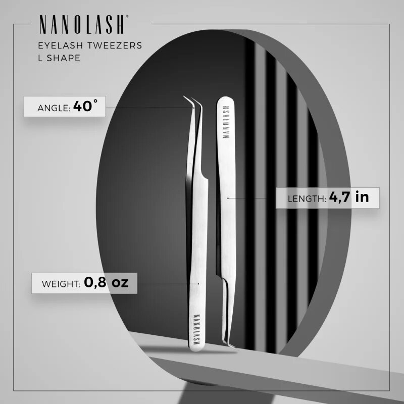 Nanolash Eyelash Tweezers L Shape pripomoček za nanos umetnih trepalnic 1 kos