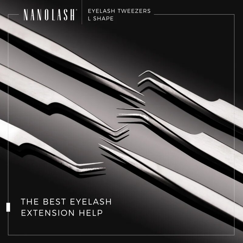 Nanolash Eyelash Tweezers L Shape pripomoček za nanos umetnih trepalnic 1 kos