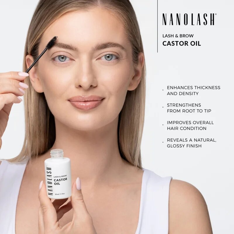 Nanolash Lash & Brow Castor Oil hladno stiskano ricinusovo olje za trepalnice in obrvi 30 ml