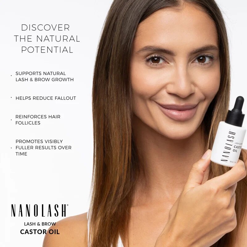 Nanolash Lash & Brow Castor Oil hladno stiskano ricinusovo olje za trepalnice in obrvi 30 ml