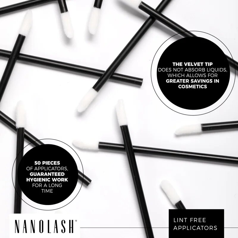 Nanolash Lint Free Applicators aplikator za trepalnice in obrvi 50 kos