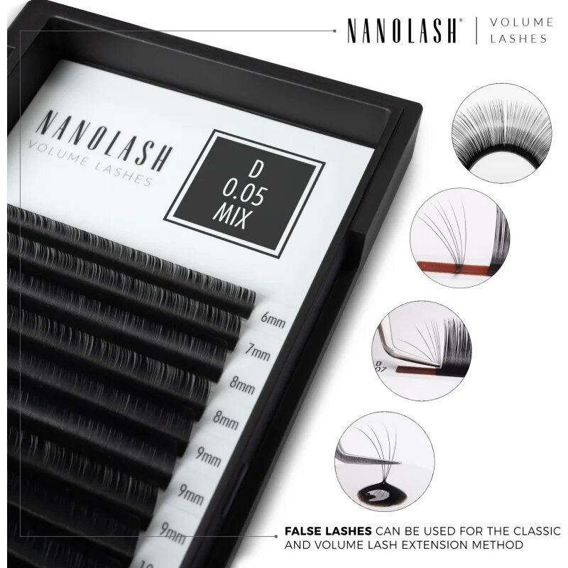 Nanolash Volume Lashes umetne trepalnice 0.05 D 6-13mm 1 kos
