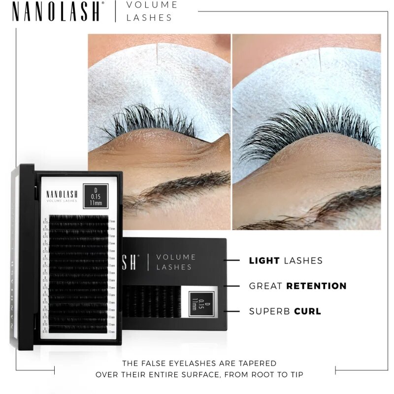 Nanolash Volume Lashes umetne trepalnice 0.05 D 6-13mm 1 kos