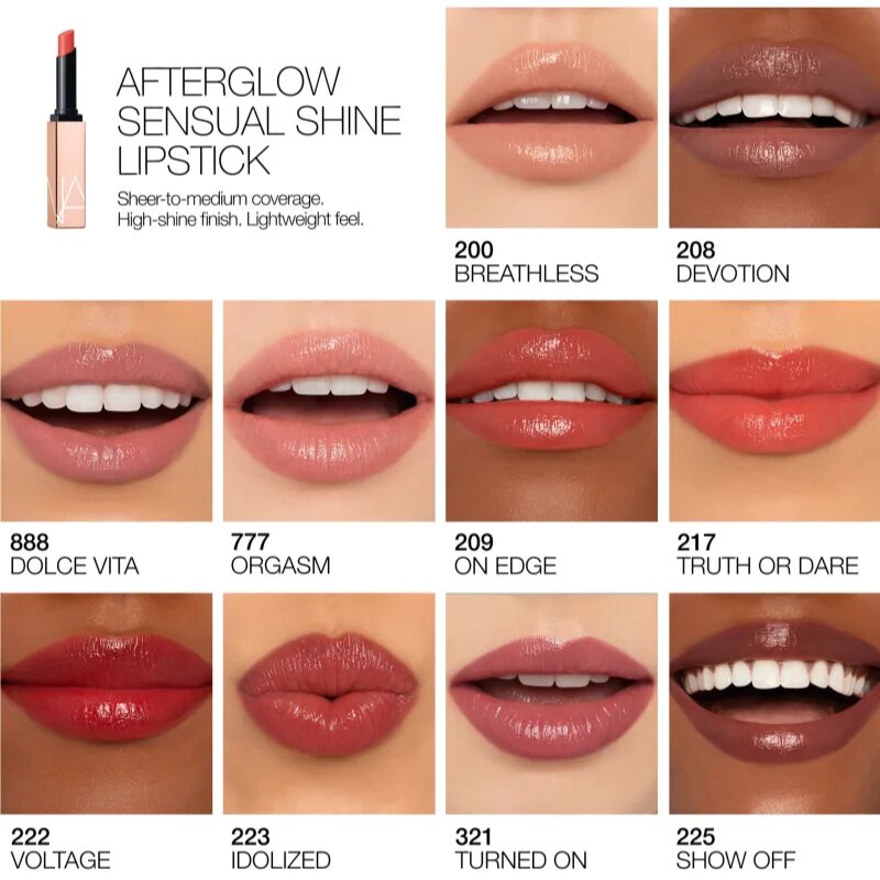 Nars Afterglow Sensual Shine Lipstick vlažilna sijoča šminka odtenek TRUTH DARE 1.5 g