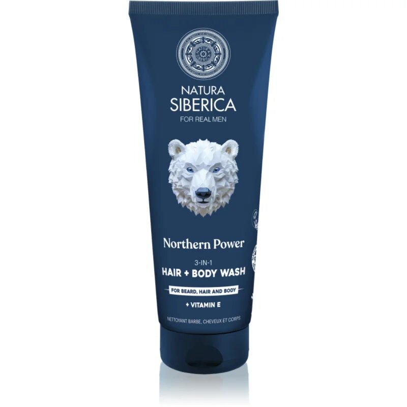 Natura Siberica Arctic Wild Northern Power gel za umivanje za lase brado in telo za moške 200 ml