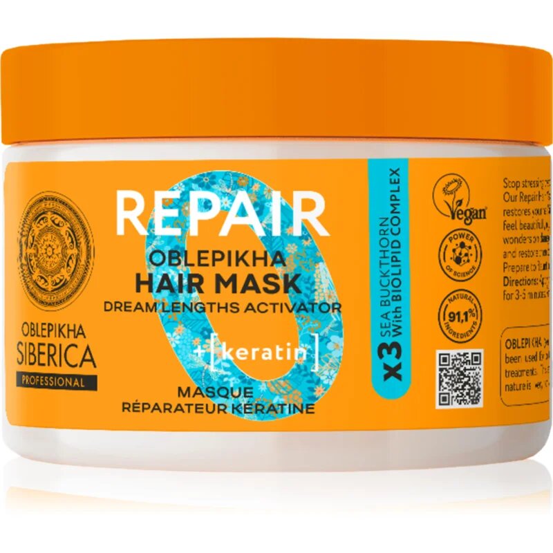 Natura Siberica Oblepikha Siberica Repair regeneracijska maska za suhe in poškodovane lase 300 ml