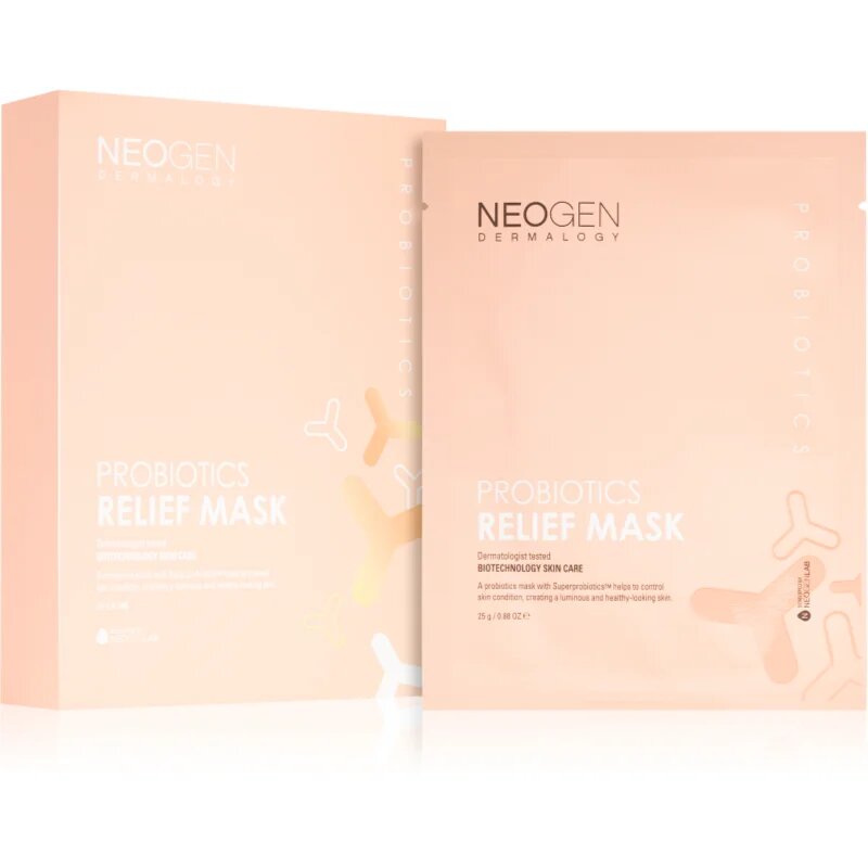 Neogen Dermalogy Probiotics Relief Mask pomirjevalna tekstilna maska s probiotiki 5 kos