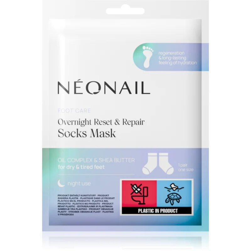 NeoNail Foot Care Overnight Reset & Repair Socks Mask regeneracijska maska za stopala v obliki nogavic za noč 1 par