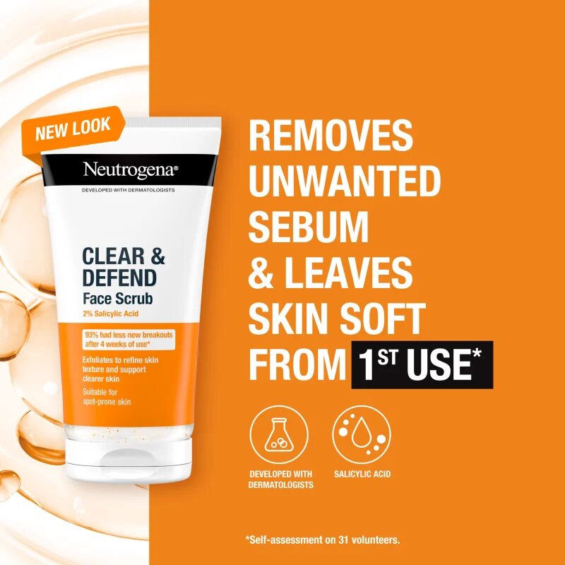 Neutrogena Clear & Defend piling s salicilno kislino 150 ml