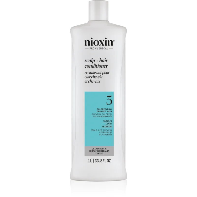 Nioxin System 3 Scalp + Hair Conditioner balzam za barvane redke lase 1000 ml