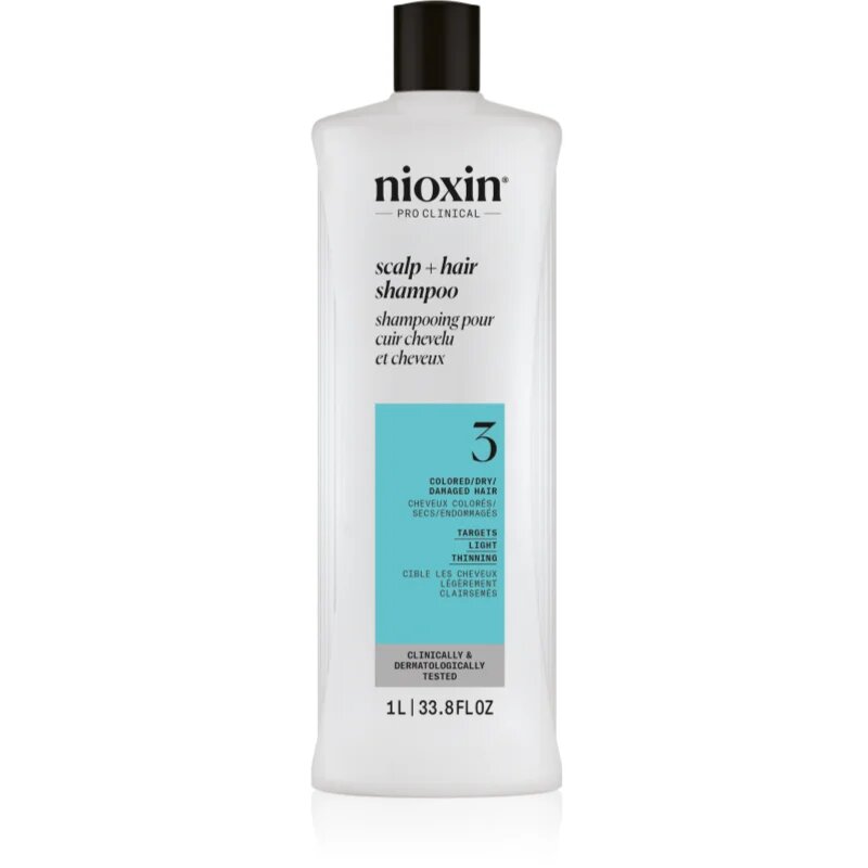 Nioxin System 3 Scalp + Hair Shampoo čistilni šampon za barvane redke lase 1000 ml