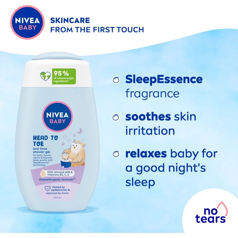 Nivea BABY Bed Time gel za prhanje za telo in lase 200 ml