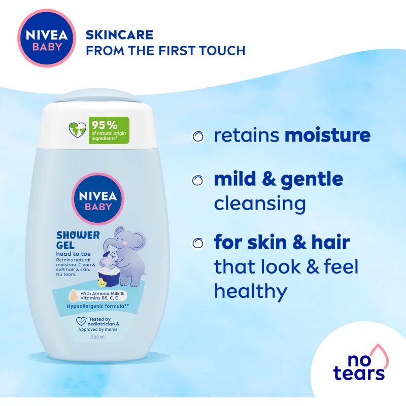 Nivea BABY gel za prhanje za telo in lase 200 ml