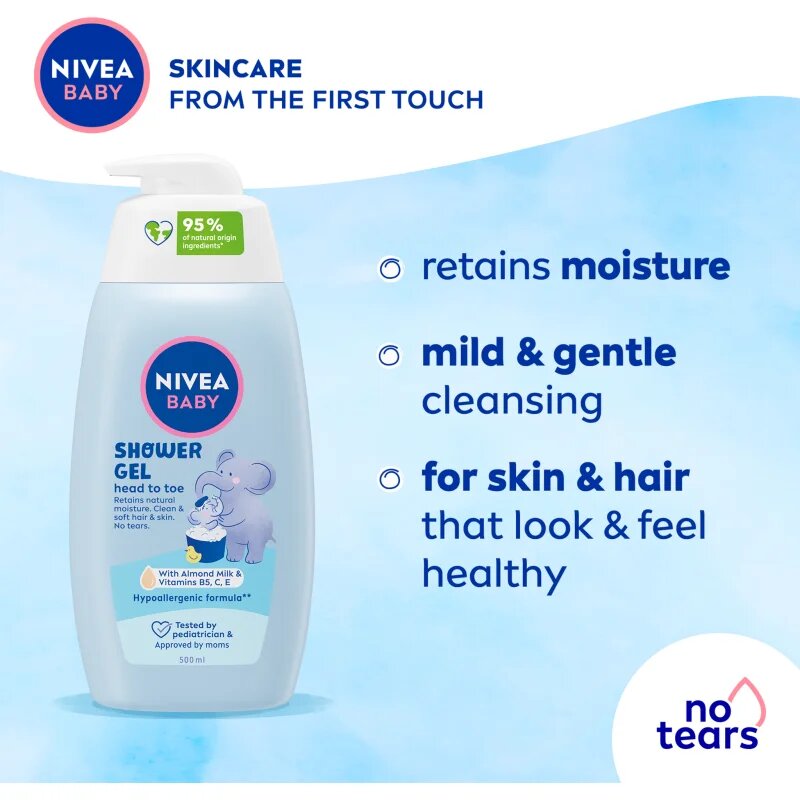 Nivea BABY gel za prhanje za telo in lase 500 ml