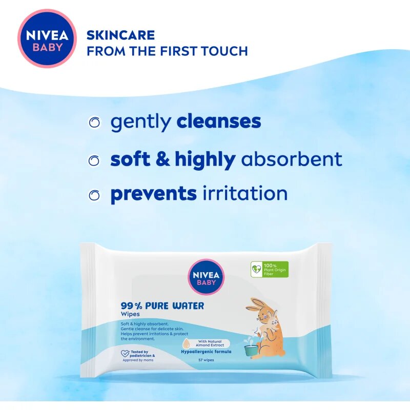 Nivea BABY Pure Water osvežilni vlažilni robčki 57 kos