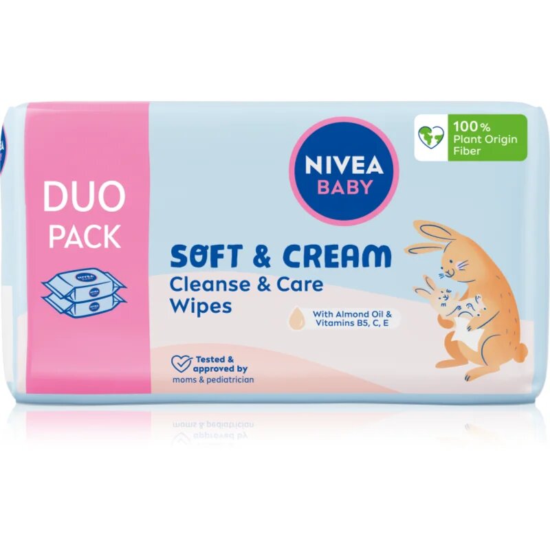 Nivea BABY Soft & Cream otroški nežni vlažni robčki 2x57 kos
