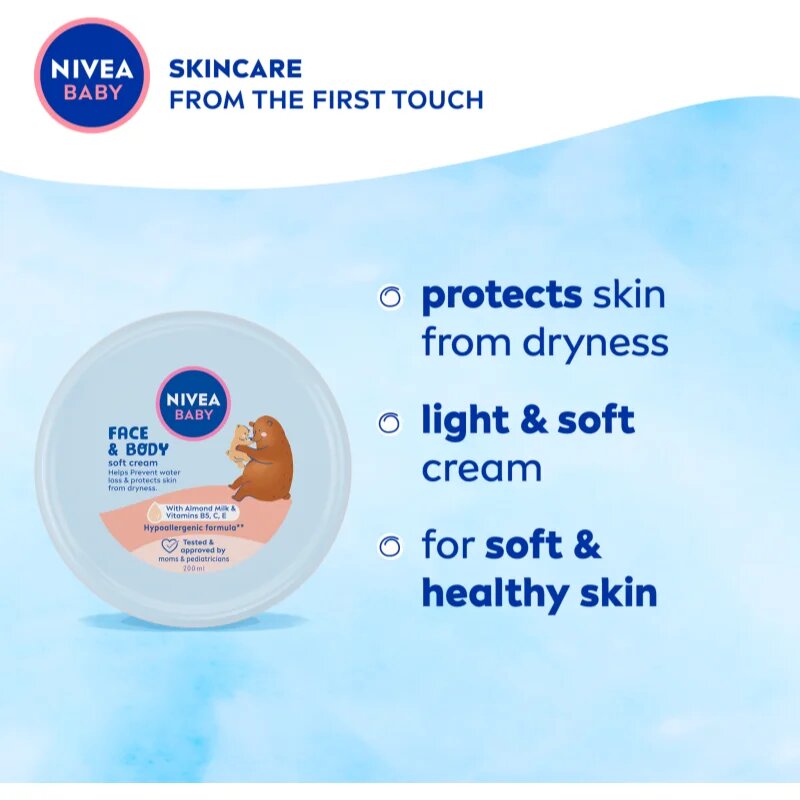 Nivea BABY Soft vlažilna krema za obraz in telo 200 ml