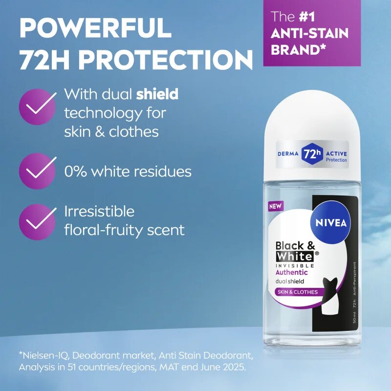 Nivea Black & White Authentic anti-transpirant roll-on 50 ml