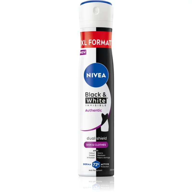Nivea Black & White Authentic antiperspirant v pršilu 72 ur 200 ml